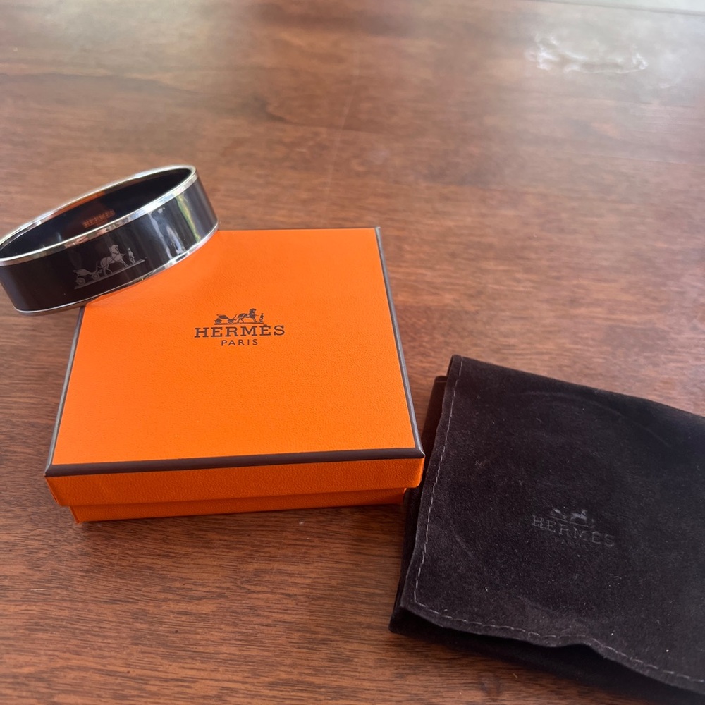 Hermes bangle bracelet. Black and silver. - Picture 2 of 8